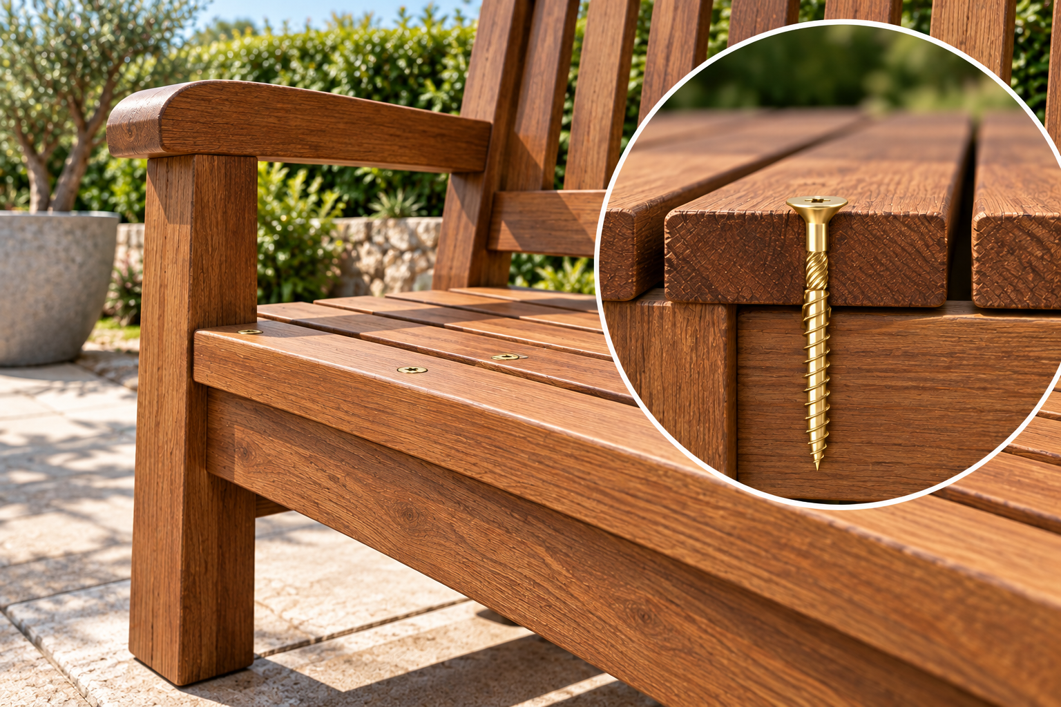 Banco de Jardim com Parafuso em Close-up