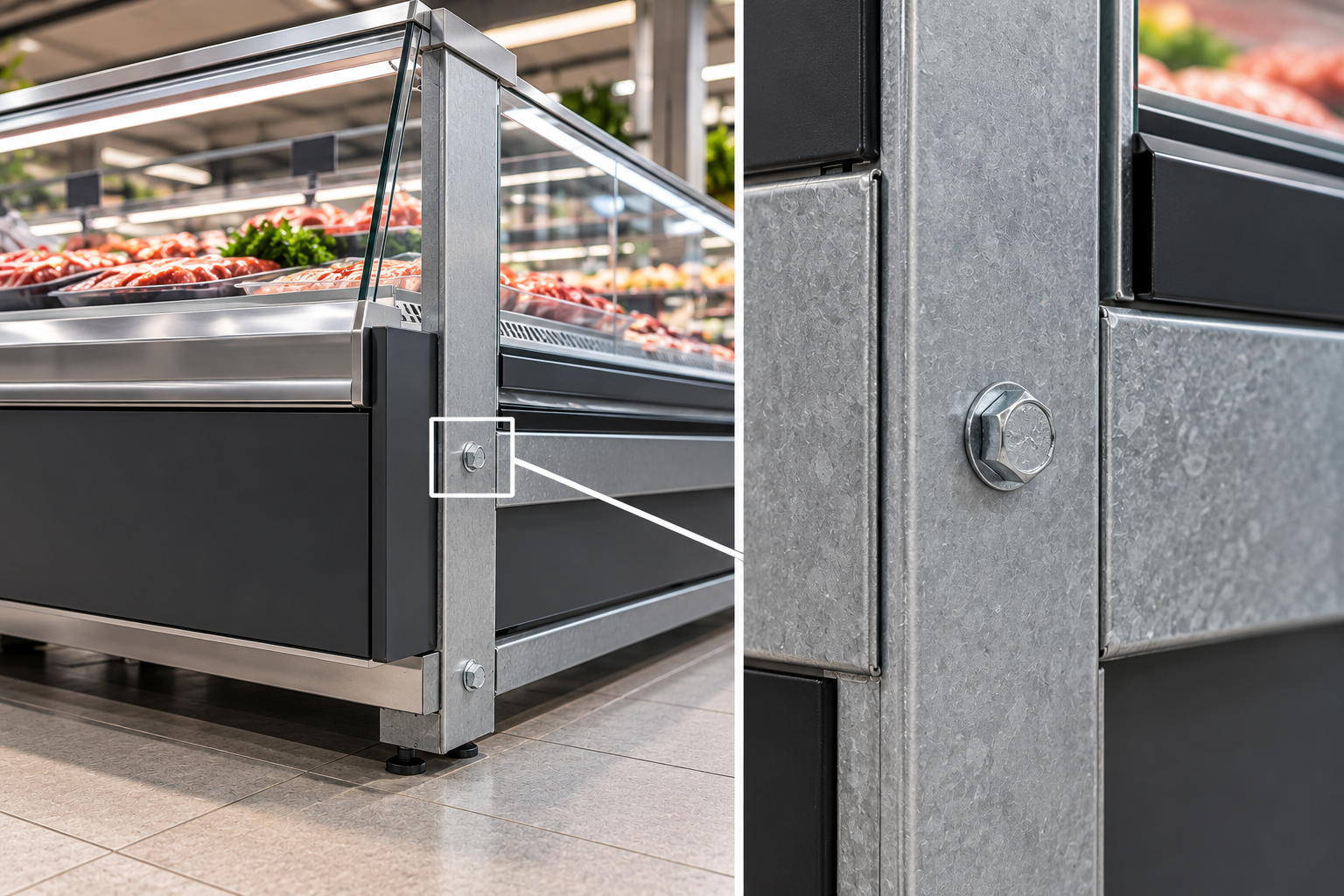 Detalhe de Parafuso em Vitrine Refrigerada