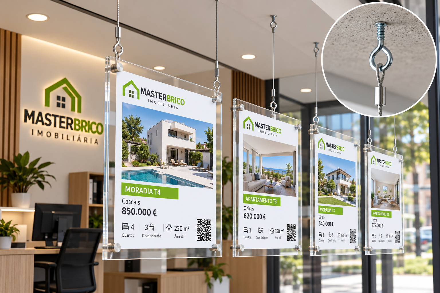 Montra Imobiliária com Painéis Suspensos